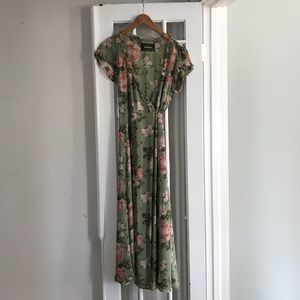 Reformation Green and pink floral maxi dress sz. M